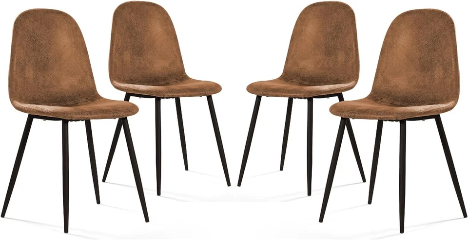 4 Dining Chairs High Back Metal Legs Modern Kitchen - Image 1 of 4