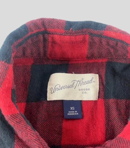 Universal Thread Size XS Red Buffalo Plaid Blouse Long Sleeve Button Up Collared - Imagen 1 de 11