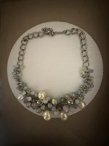 Vintage Faux Perle & Kristall Cluster Grob Halsband Halskette - 21" lang - Bild 1 von 4