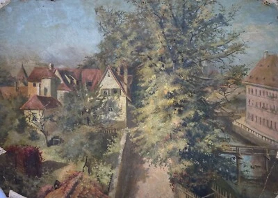 Peinture À L'Huile Impressionniste Blanca Graf Vue De Nuremberg Île Schütt - Photo 1/4