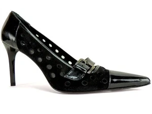 Via Spiga Women's Devlin Pumps Black/Chocolate Patent/Kidskin Size 9.5 B - Bild 1 von 6