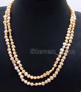 Fashion Natural 6-7mm Baroque Pink Pearl Necklace for Women Long Necklace 40" - Picture 1 of 13
