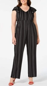 NY COLLECTION Black White Dots Pant JUMPsuit NWT 3X Petite PLUS SIZE - Bild 1 von 3