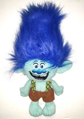 梦工厂 TROLLS 毛绒娃娃填充蓝色头发 13 英寸 2016 巨魔玩具 — 第 1/3 张图片