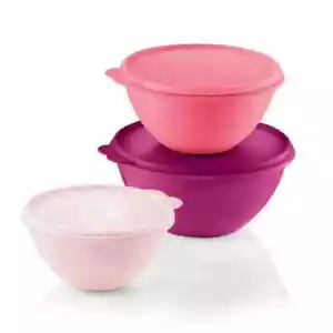 NEW Tupperware Set of 3 Wonderlier Bowls Pink 2.5L, 1.7L, 1.1L - Picture 1 of 3