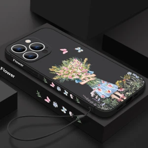 Flowers Girl Phone Case For iPhone 15 Pro Max 14 13 12 11 XR ShockProof Cover - Picture 1 of 22
