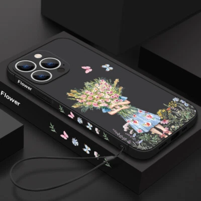 Flowers Girl Phone Case For iPhone 15 Pro Max 14 13 12 11 XR ShockProof Cover - Image 1 of 4