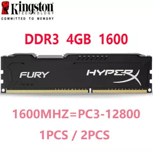 HyperX FURY DDR3 4GB 8GB 1600 MHz PC3-12800 Desktop RAM Memory DIMM 240pins - Picture 1 of 13