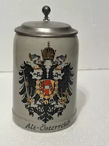 German Beer Stein Lidded Ceramic Alt-österreich Holds 12 Ounces From Germany - Picture 1 of 4