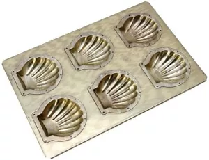 Chiyoda Metal Scallops Mini Cake Madeleine Mold  6P Baking Sheet Oven  - Picture 1 of 4