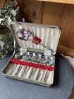 Vintage Boxed Set Of Dessert Spoons In Case Chrome Plate On Nickel Silver