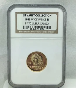 1988-W Olympics $5 Gold Proof Coin PF-70 ULTRA CAMEO NGC - Picture 1 of 8