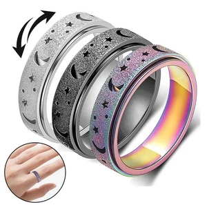 Anillo giratorio inquieto anti-ansiedad regalo anillos de acero titanio para hombres y mujeres - Imagen 1 de 14