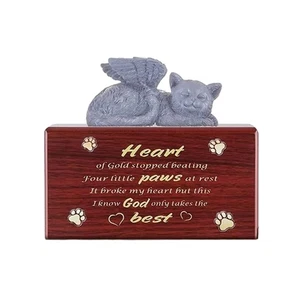 Pet Urn Pet Remembrance Box Memorial with Cat Statue Funerary Caskets - Picture 1 of 8
