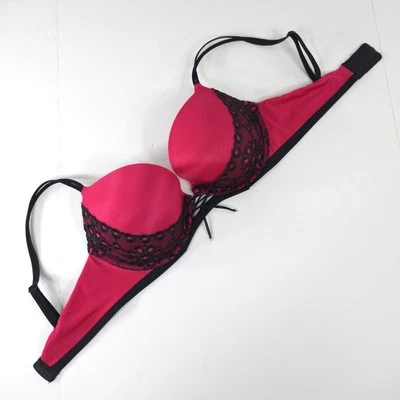 SUJETADOR PUSH-UP VICTORIA'S SECRET TALLA 34D MUY SEXY ROSA NEGRO ENCAJE CONVERTIBLE Foto 1 de 4