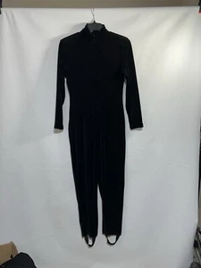 Vintage 90's Forenza Velvet Full Bodysuit Catsuit Jumpsuit Long Sleeve M Black - Picture 1 of 6