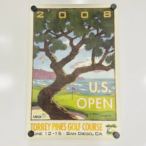 2008 US OPEN TORREY PINES 24x36 POSTER TIGER WOODS WINS 3RD Signed “To Micheal” Cover