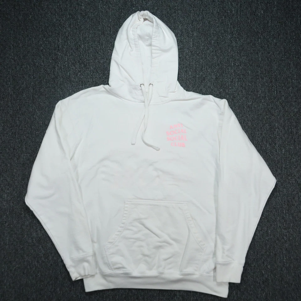 Sudadera con Capucha Anti Social Club Para Hombre Grande Blanco Rosa Manga Larga Pullover Foto 1 de 4