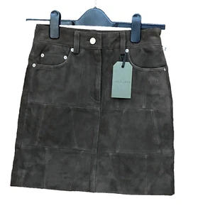 All Saints Skirt Women Small Genuine Suede Graphite Mini Skirt Size 4 XS - Picture 1 of 15