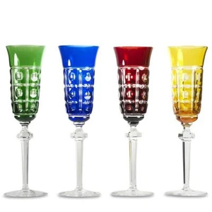 Set of 4 Multicolored Crystal Champagne Glasses by Arnstadt Germany - Picture 1 of 7