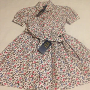 POLO RALPH LAUREN KIDS FLORAL COTTON OXFORD SHIRT DRESS SIZE 6 YRS - Picture 1 of 12