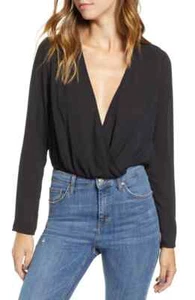 Long Sleeve Surplice Neck Bodysuit LOVE FIRE Sz. SP - Picture 1 of 12