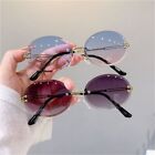 Rimless Oval Sunglasses UV400 Protection Frameless Shades  for Women & Men