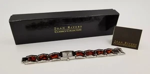 NEW IN BOX JOAN RIVERS CLASSICS COLLECTION SILVER WATCH AMBER SHELL DESIGN - Picture 1 of 9