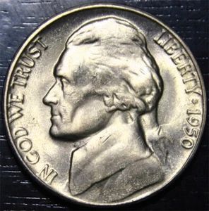 1950 D Jefferson Nickel 5c US Coin Denver Mint BU Key Date - Picture 1 of 2