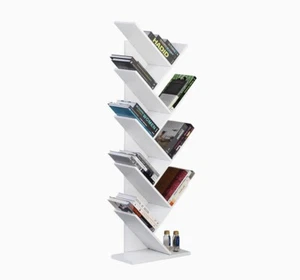 Tree Bookshelf 9-Tier Floor Standing Tree Bookcase, White - Picture 1 of 9