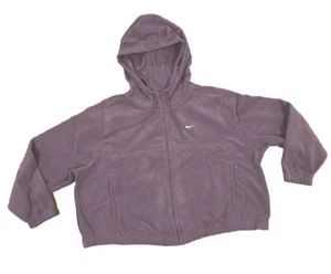 NIKE Size Plus 2X, THERMA-FIT Full Zip Fleece Hoodie Sweatshirt Violet Crop NEW - Picture 1 of 9