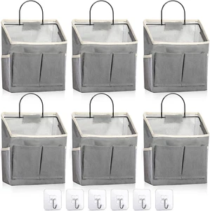6 Pack Wall Hanging Storage Bag Bulk, Wall Hanging Organizer with Pockets, Linen - Picture 1 of 8
