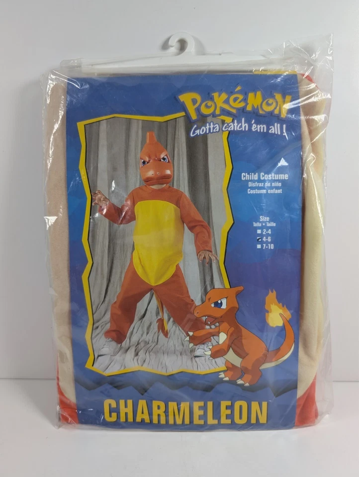 复古 Charmeleon Pokemon 儿童服装尺寸 4-6 任天堂 1999 - 无面具 — 第 1/4 张图片