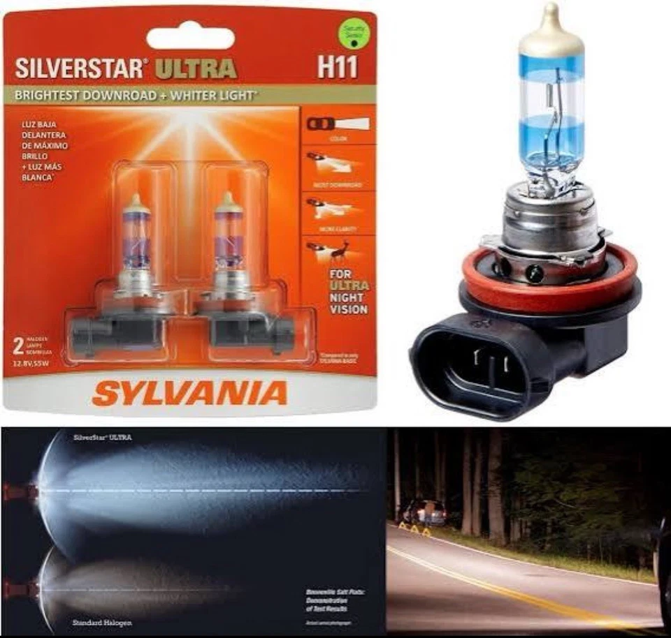 Sylvania Silverstar Ultra H11 55W Dos Bombillas Cabeza Luz Luz Baja Repuesto OE Foto 1 de 4