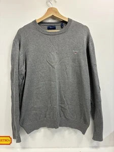 Maglione pullover girocollo uomo Gant. Taglia L. Grigio. Logo ricamato. PRISTINE - Foto 1 di 7