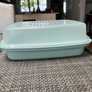 Vintage Tupperware 1294-2 Fleischbehälter Marinadenbehälter mit Deckel 1295 Aqua Teal - Bild 1 von 4