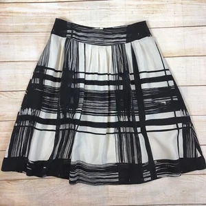 Talbots Collection 100% Silk Windowpane Full Skirt Sz 8 Vtg Black White EUC - Picture 1 of 8