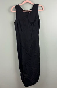 Vintage Plein Sud Black Tan Dress Womens 42/10 Sleeveless Sexy Slip Midi Sheath - Picture 1 of 14