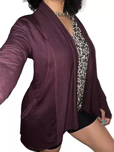 Athleta Women XXS 2XS $89 Pranayama Restore Maroon Plum Modal Soft Open Cardigan - Picture 1 of 7