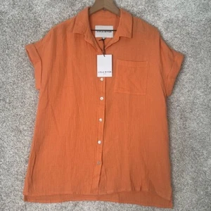 Lola Rivers Gauze Kurzarm Rene Button Down Hemd magma orange - Medium - Bild 1 von 13