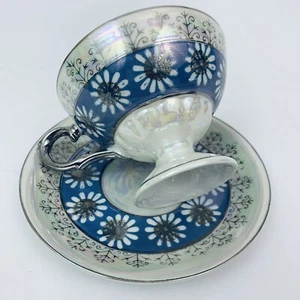 Royal Sealy Footed Cup & Saucer Set Lusterware Iridescent 89/5 B Vintage Gift - Picture 1 of 11