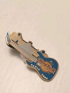Hard Rock Cafe Paris Louvre Background Teal Colored Gold Accents Guitar LE250... - Picture 1 of 10