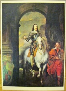 Postal artística del Reino Unido Rey Carlos I en Warwick Inglaterra Vandyke Pintura Walter Scott - Imagen 1 de 2