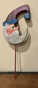 Vintage Weihnachtsmann Mondsichel Folklorica handbemalt Holz Weihnachten Volkskunst signiert - Bild 1 von 9
