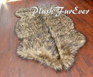 Alfombra PlushFurEver 58" x 84" grande punta negra piel de oveja felpa piel mediana - Imagen 1 de 4