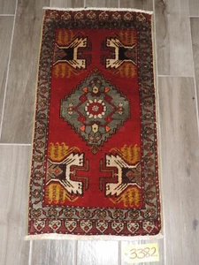 Alfombra de lana antigua turca Oushak Yastik 19" x 39" - Imagen 1 de 9