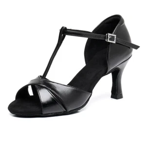 Scarpe da ballo donna sala da ballo latino scarpe da ballo nere salsa tango 7,5/8,5 cm tacchi danza - Foto 1 di 18