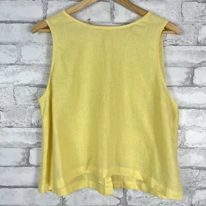 J.CREW NWD Women's Maxine Linen Yellow Button-Back Top LARGE BY704 - Picture 1 of 7