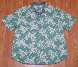 Tommy Bahama Hawaiian Styled Button Shirt (XL) Green with White Hibiscus Pattern - Picture 1 of 2
