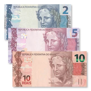 Juego de Brasil: 2, 5 y 10 reales, 2010-2019, B874-b876, P252-p254, unc - Imagen 1 de 5